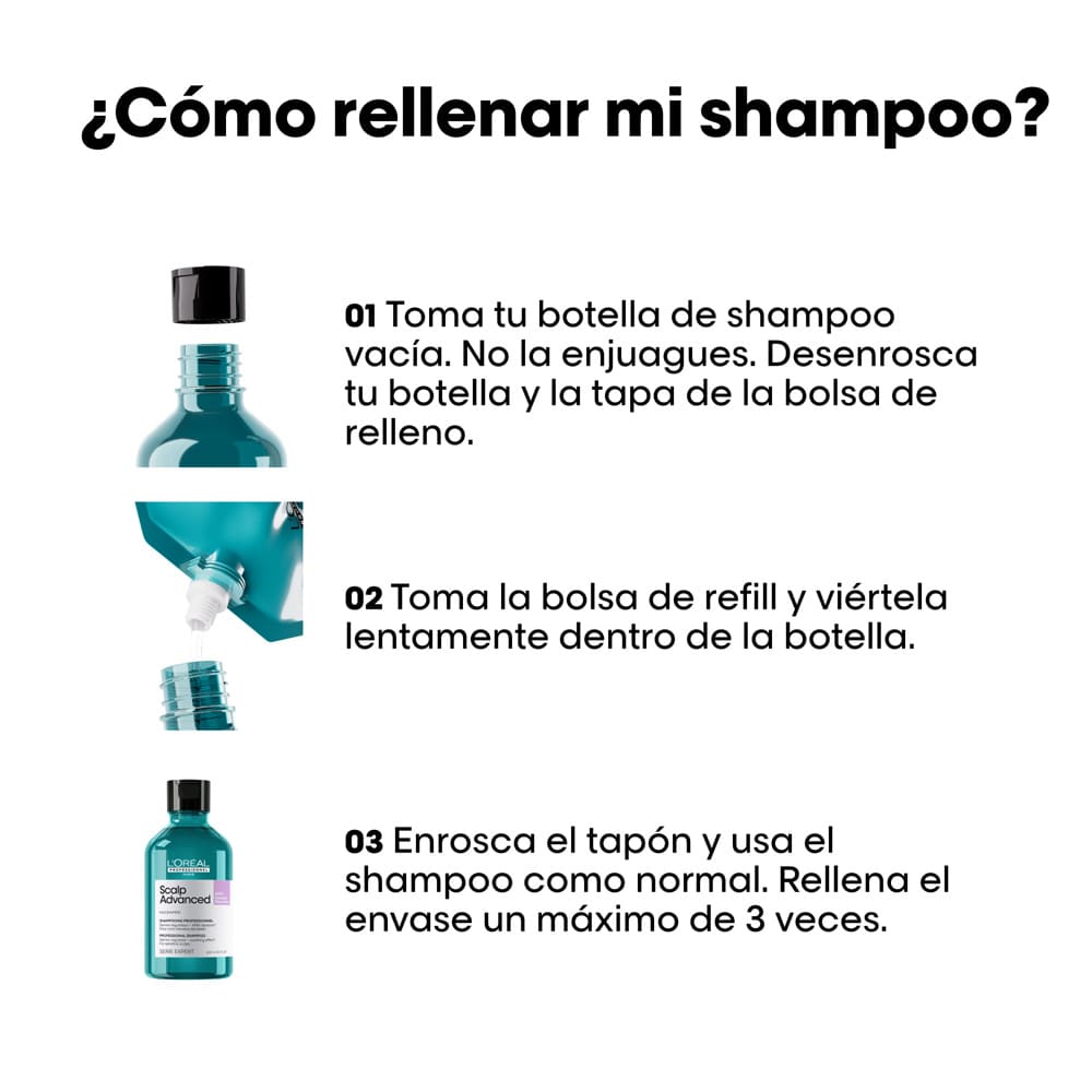 SHAMPOO REFILL L'ORÉAL PROFESSIONNEL SCALP ADVANCED (REFILL DE SHAMPOO PARA PARA CUERO CABELLUDO SENSIBLE )